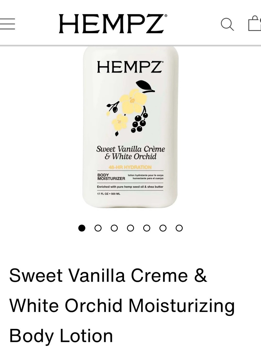 Hempz Sweet Vanilla Crème & White Orchid Lotion - White and Yellow Accents